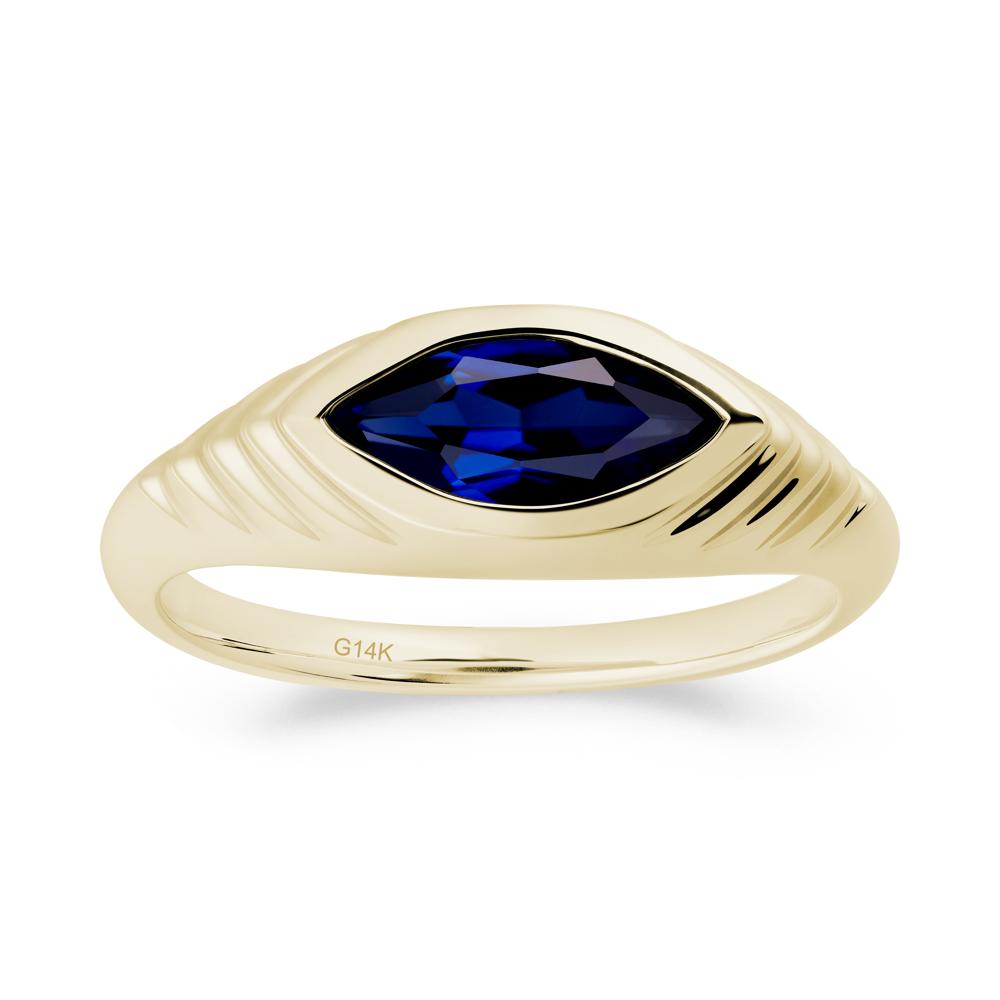 Marquise Sapphire Statement Eye Ring - LUO Jewelry #metal_14k yellow gold