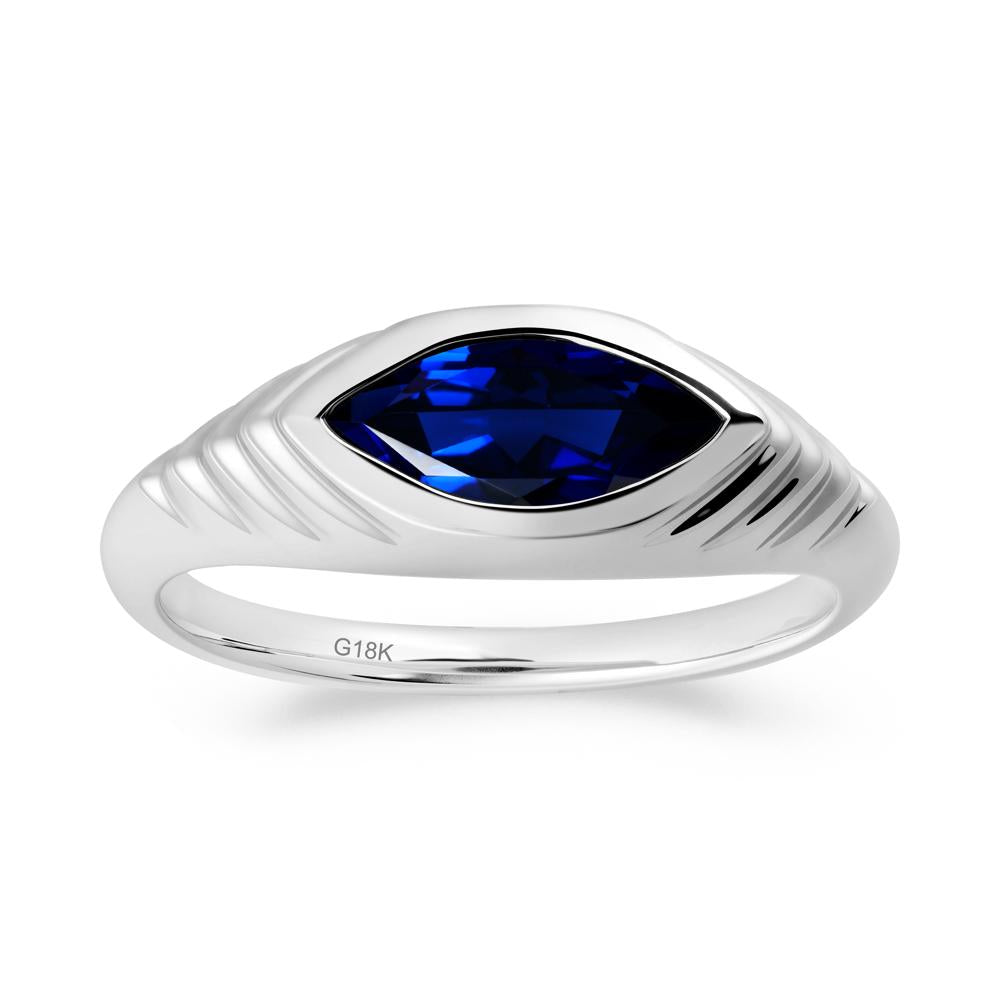 Marquise Sapphire Statement Eye Ring - LUO Jewelry #metal_18k white gold