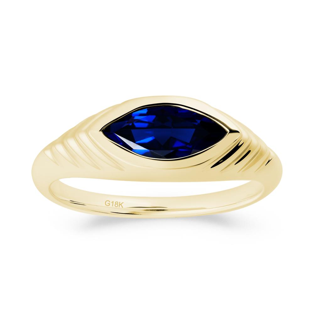 Marquise Sapphire Statement Eye Ring - LUO Jewelry #metal_18k yellow gold