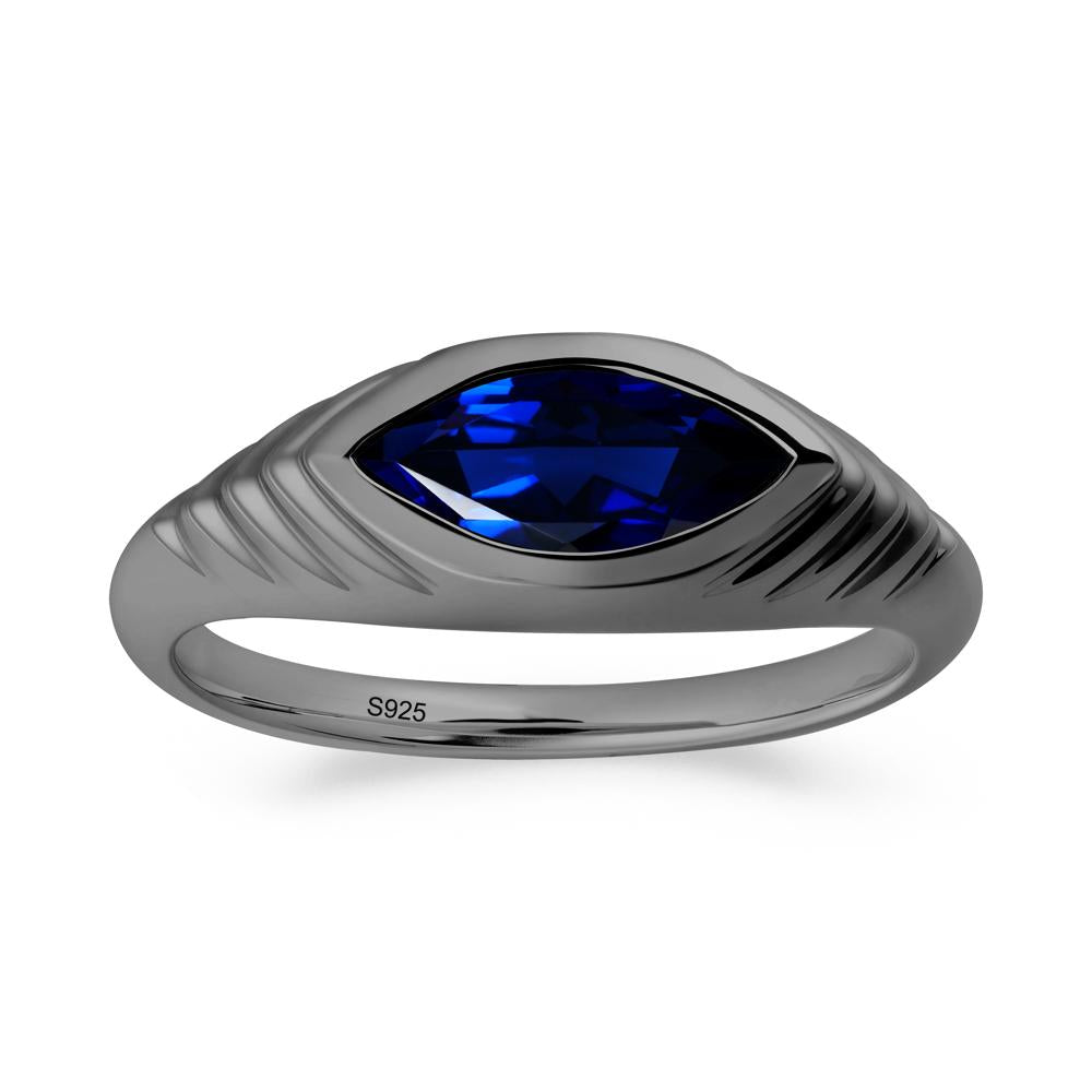 Marquise Sapphire Statement Eye Ring - LUO Jewelry #metal_black finish sterling silver