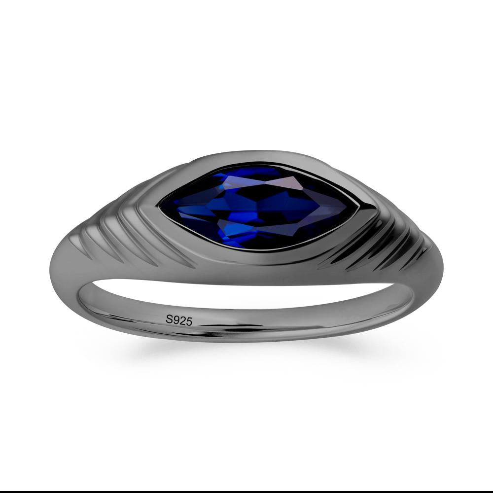 Marquise Sapphire Statement Eye Ring - LUO Jewelry #metal_black finish sterling silver