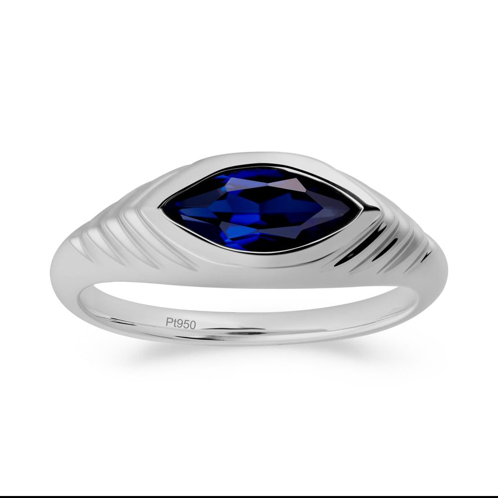 Marquise Sapphire Statement Eye Ring - LUO Jewelry #metal_platinum
