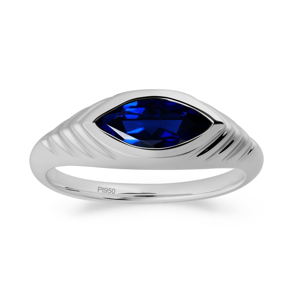 Marquise Sapphire Statement Eye Ring - LUO Jewelry #metal_platinum