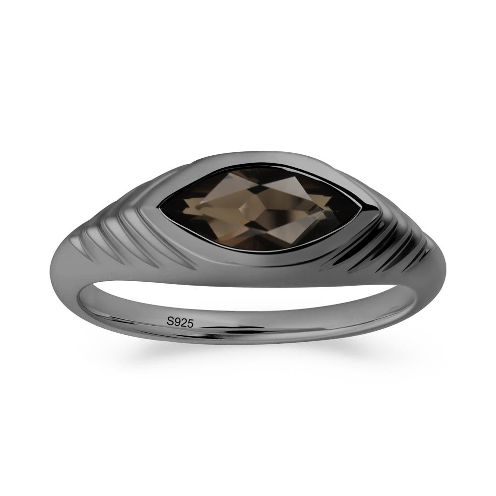 Evil Eye Inspired Smoky Quartz Ring - LUO Jewelry #metal_black finish sterling silver