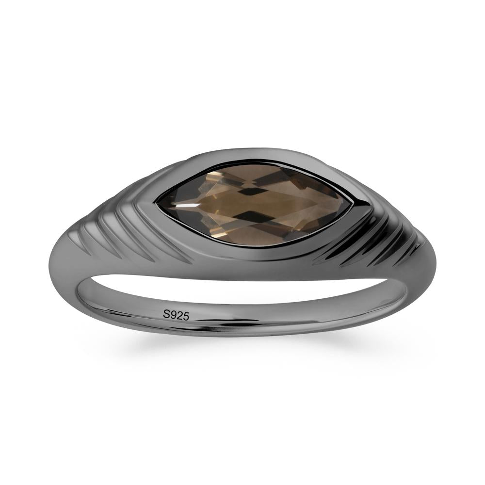 Evil Eye Inspired Smoky Quartz Ring - LUO Jewelry #metal_black finish sterling silver