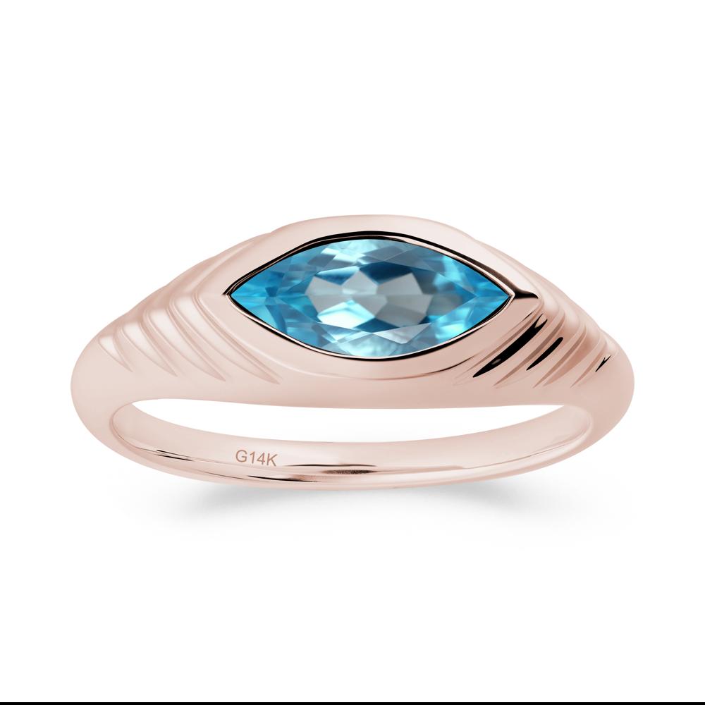 Evil Eye Inspired Swiss Blue Topaz Ring - LUO Jewelry #metal_14k rose gold