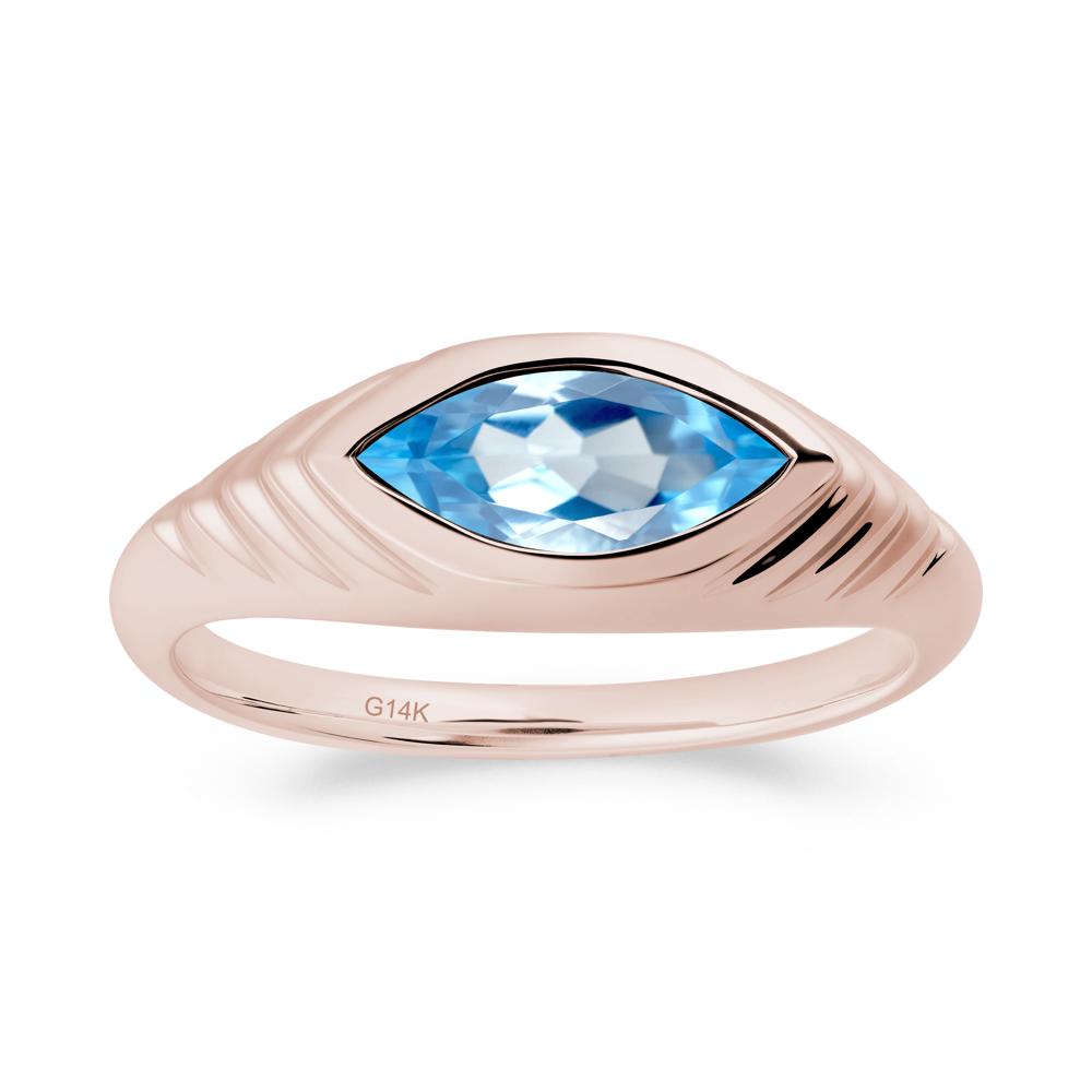 Evil Eye Inspired Swiss Blue Topaz Ring - LUO Jewelry #metal_14k rose gold