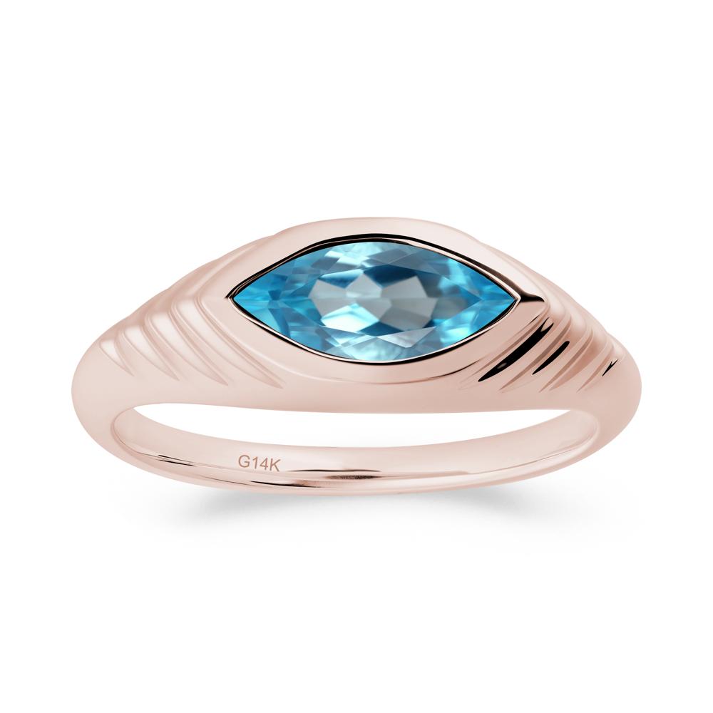 Evil Eye Inspired Swiss Blue Topaz Ring - LUO Jewelry #metal_14k rose gold