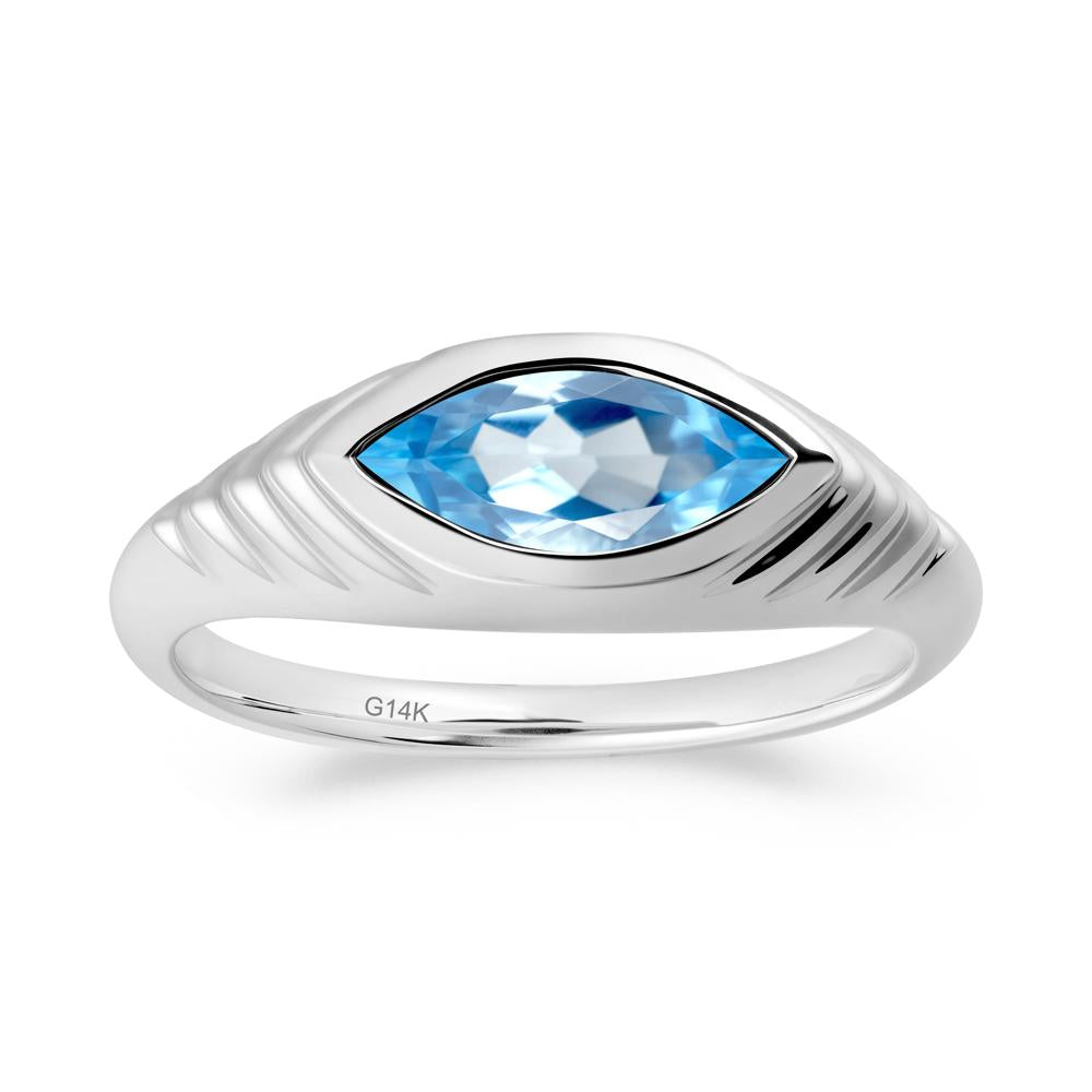 Evil Eye Inspired Swiss Blue Topaz Ring - LUO Jewelry #metal_14k white gold