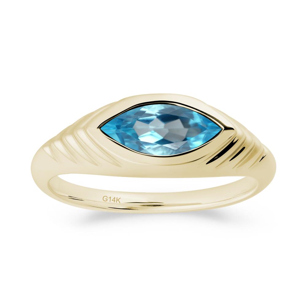 Evil Eye Inspired Swiss Blue Topaz Ring - LUO Jewelry #metal_14k yellow gold
