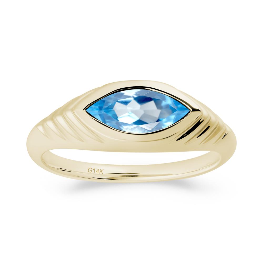 Evil Eye Inspired Swiss Blue Topaz Ring - LUO Jewelry #metal_14k yellow gold