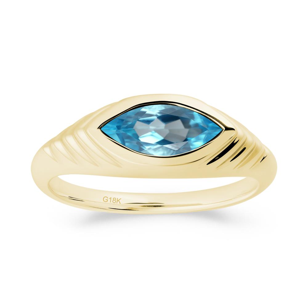 Evil Eye Inspired Swiss Blue Topaz Ring - LUO Jewelry #metal_18k yellow gold