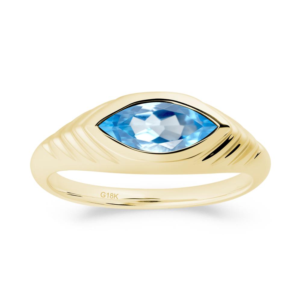 Evil Eye Inspired Swiss Blue Topaz Ring - LUO Jewelry #metal_18k yellow gold