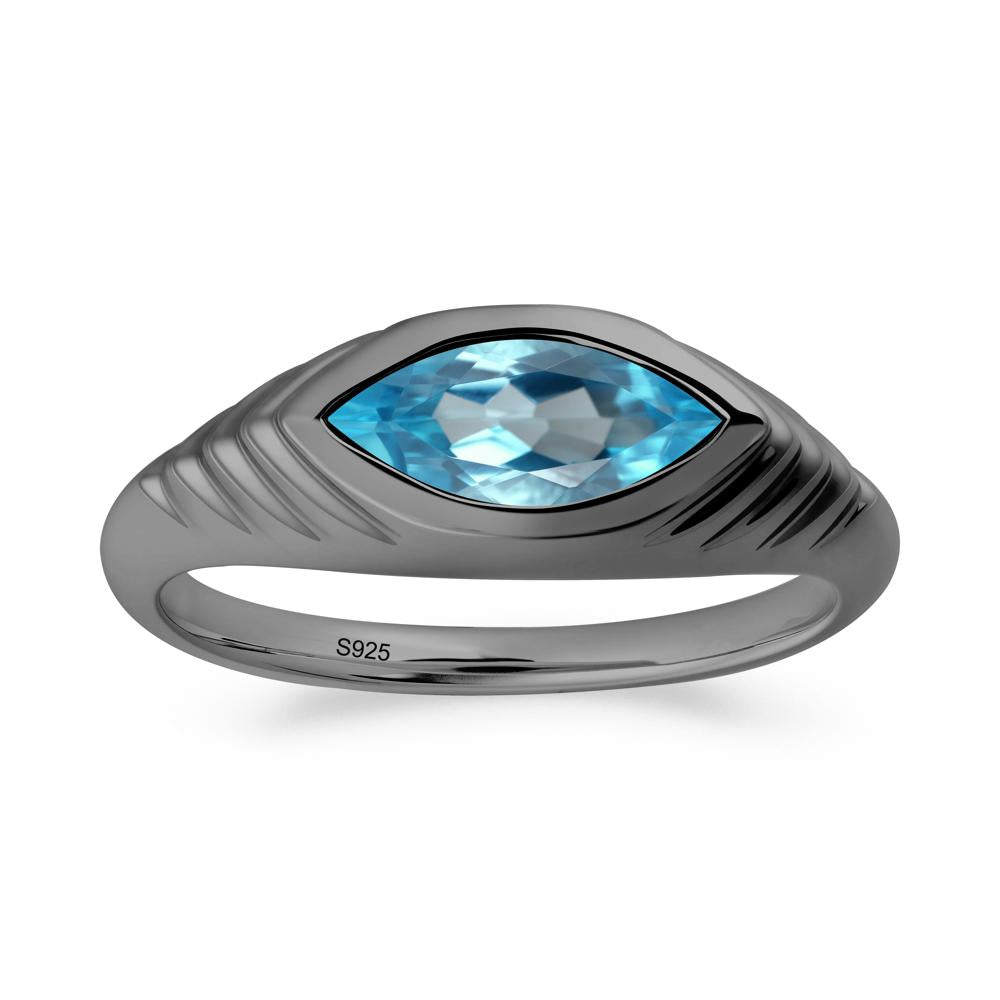 Evil Eye Inspired Swiss Blue Topaz Ring - LUO Jewelry #metal_black finish sterling silver