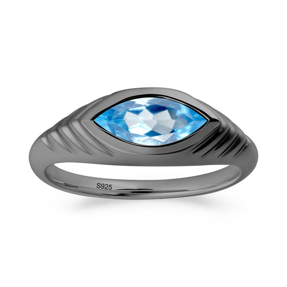 Evil Eye Inspired Swiss Blue Topaz Ring - LUO Jewelry #metal_black finish sterling silver