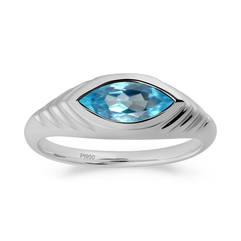 Evil Eye Inspired Swiss Blue Topaz Ring - LUO Jewelry #metal_platinum