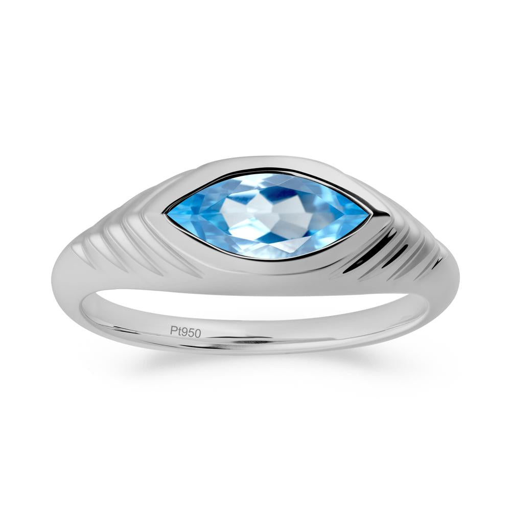 Evil Eye Inspired Swiss Blue Topaz Ring - LUO Jewelry #metal_platinum