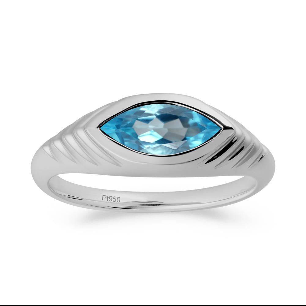 Evil Eye Inspired Swiss Blue Topaz Ring - LUO Jewelry #metal_platinum