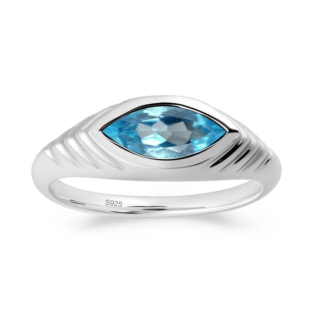 Evil Eye Inspired Swiss Blue Topaz Ring - LUO Jewelry #metal_sterling silver