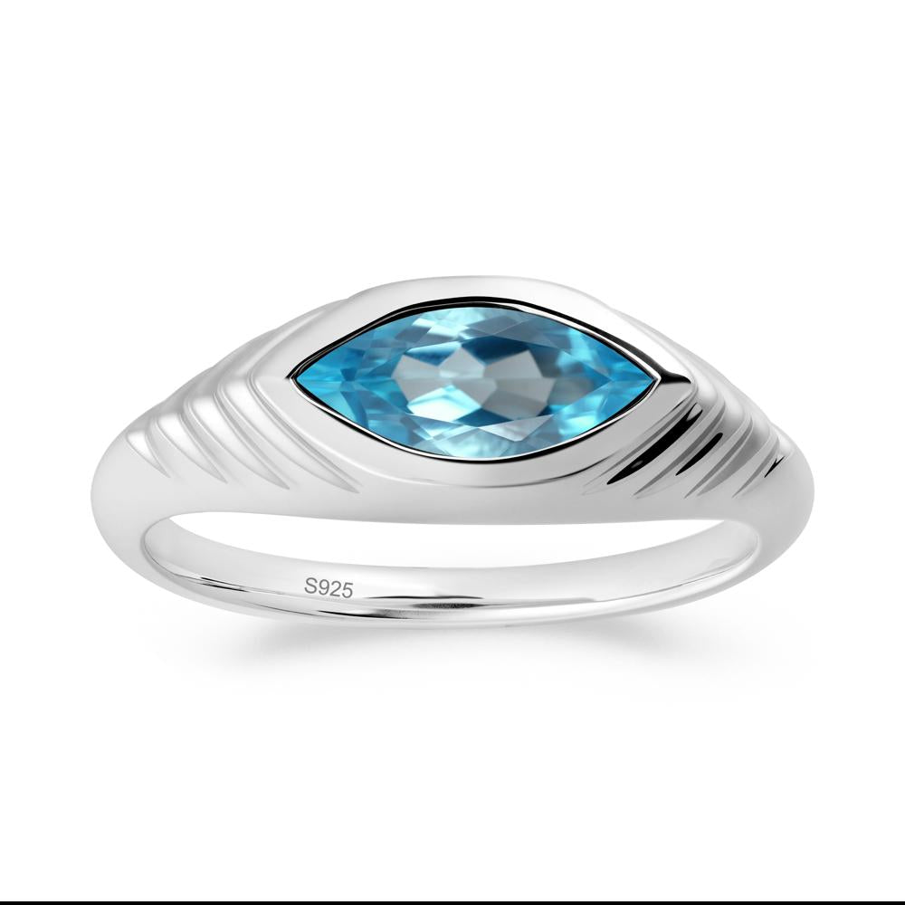 Evil Eye Inspired Swiss Blue Topaz Ring - LUO Jewelry #metal_sterling silver