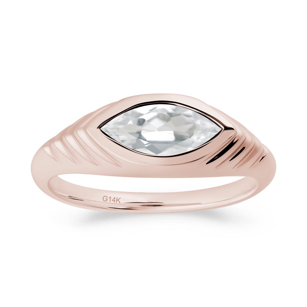 Marquise White Topaz Statement Eye Ring - LUO Jewelry #metal_14k rose gold