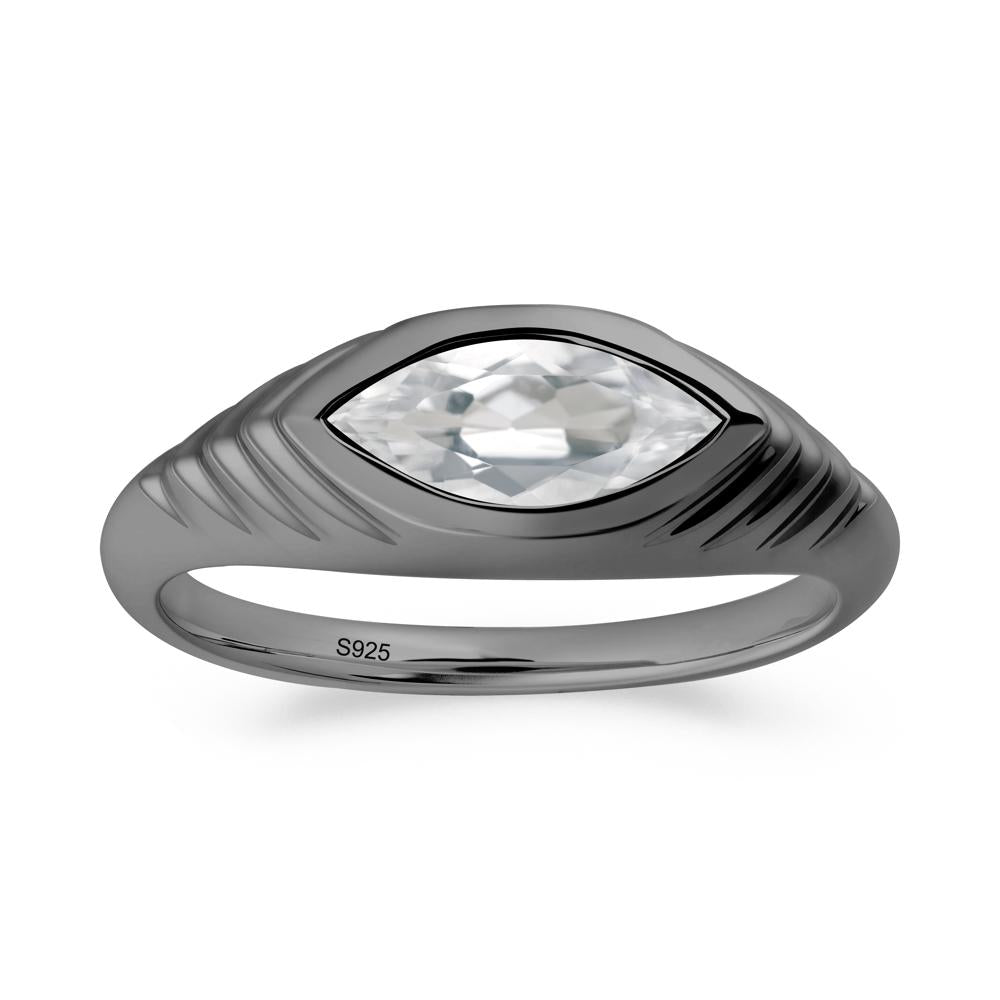 Marquise White Topaz Statement Eye Ring - LUO Jewelry #metal_black finish sterling silver