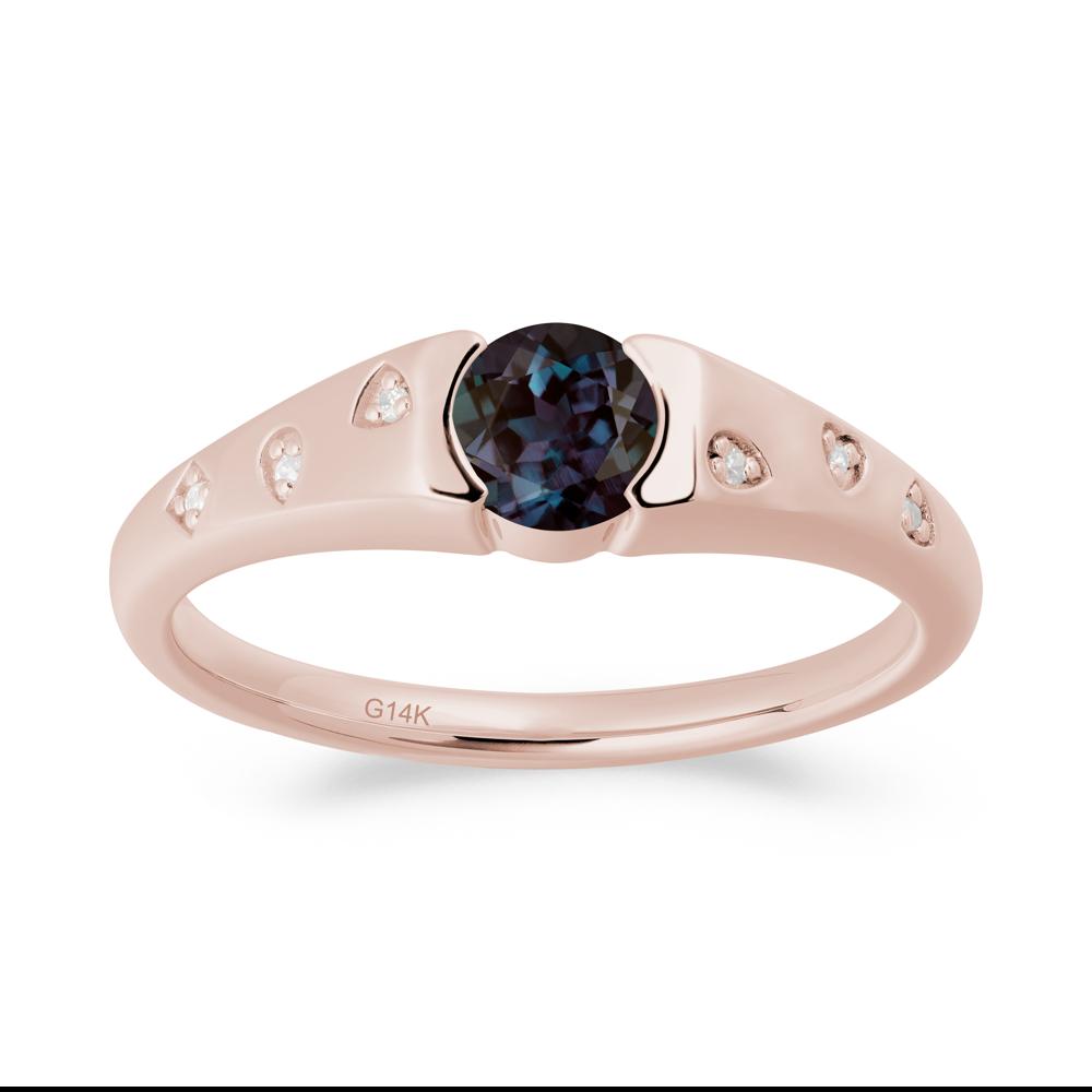 Minimalist Round Alexandrite Promise Ring - LUO Jewelry #metal_14k rose gold