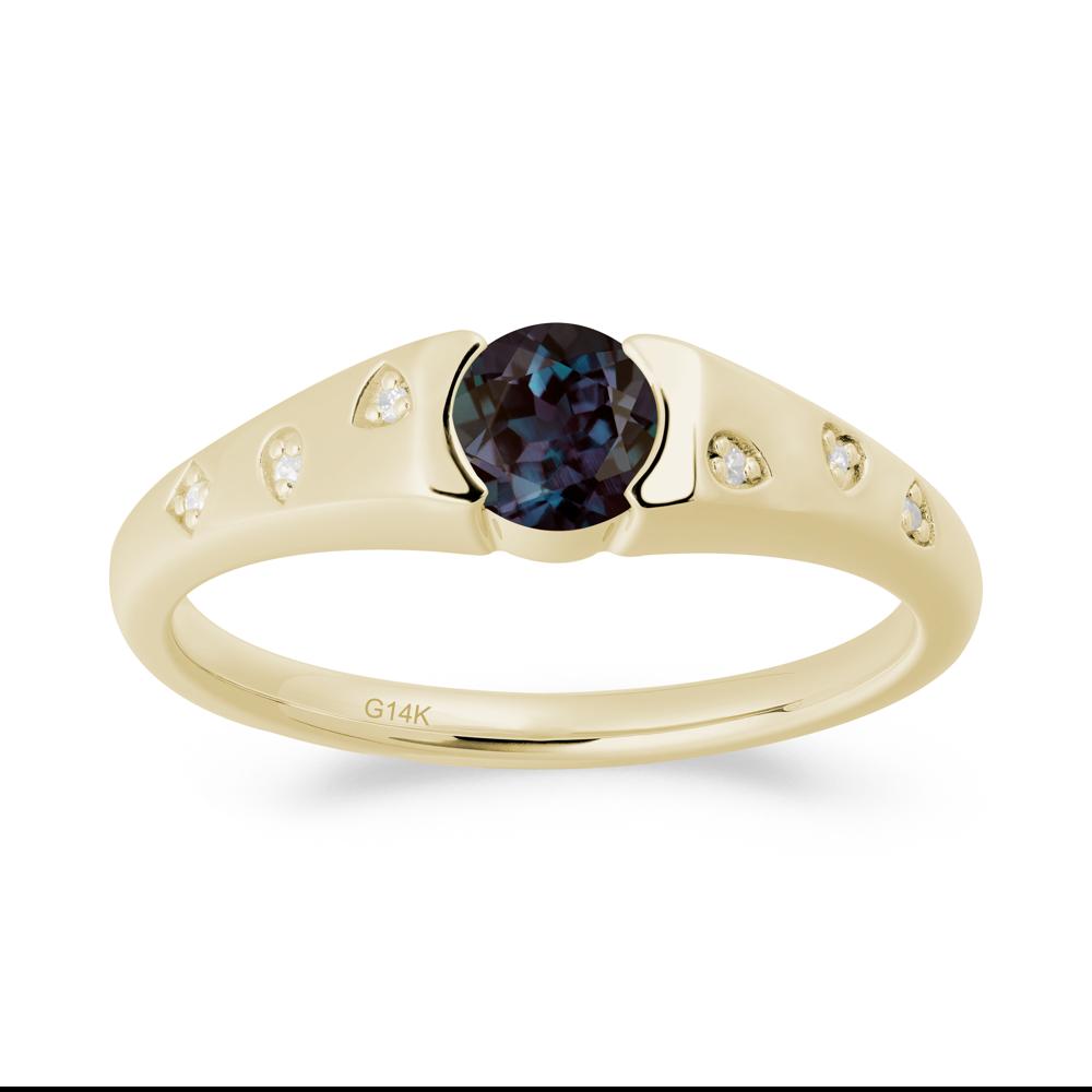 Minimalist Round Alexandrite Promise Ring - LUO Jewelry #metal_14k yellow gold