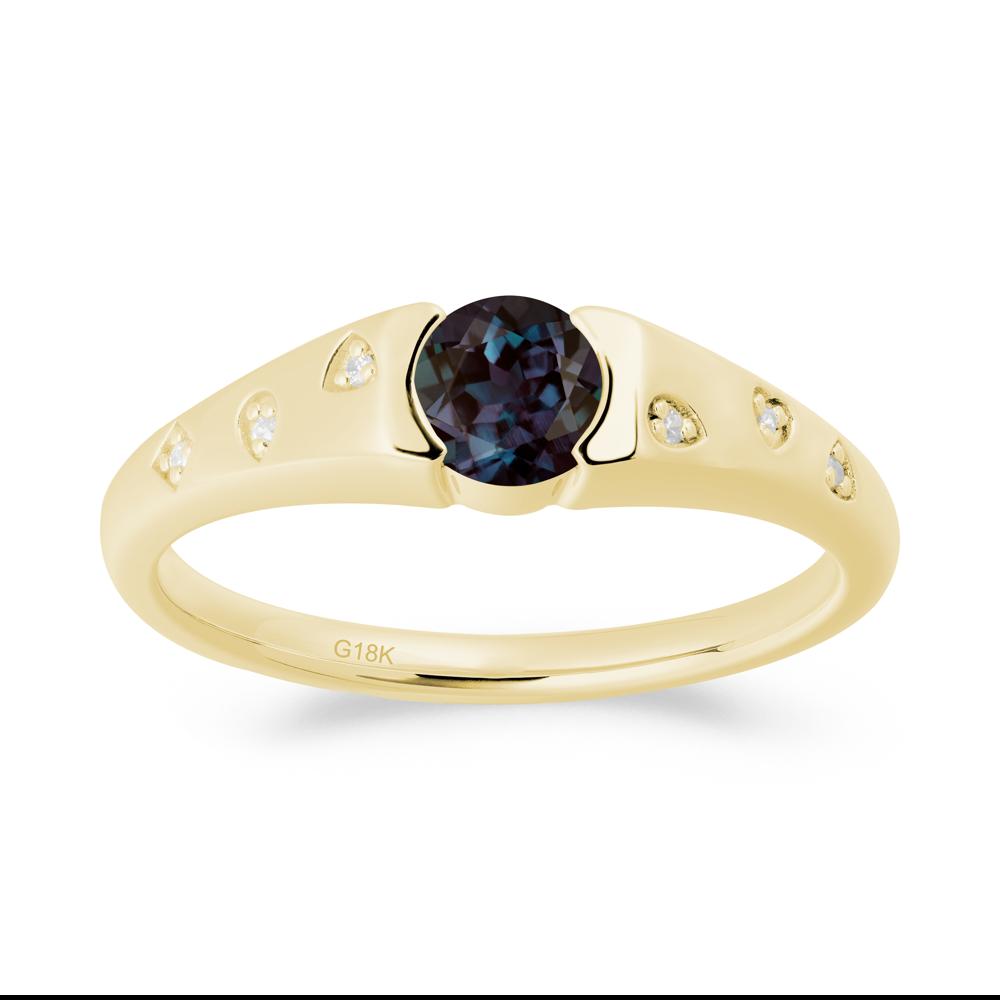 Minimalist Round Alexandrite Promise Ring - LUO Jewelry #metal_18k yellow gold