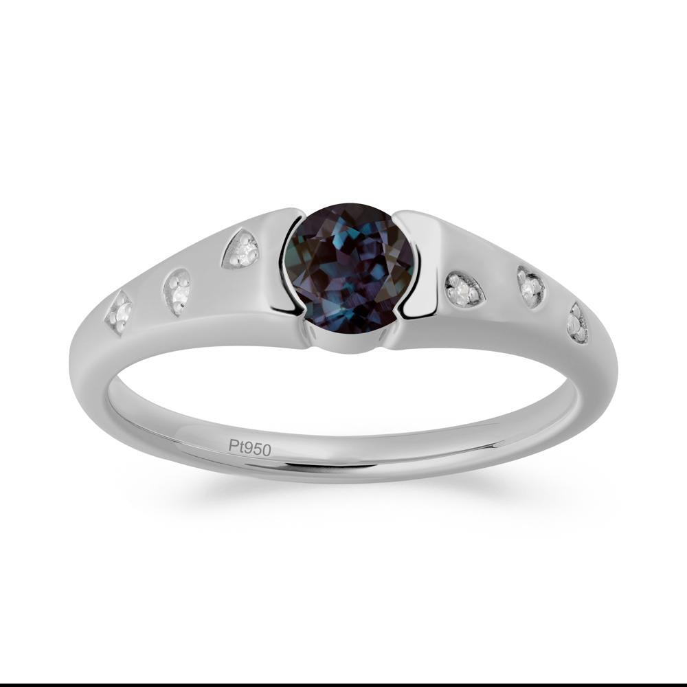 Minimalist Round Alexandrite Promise Ring - LUO Jewelry #metal_platinum