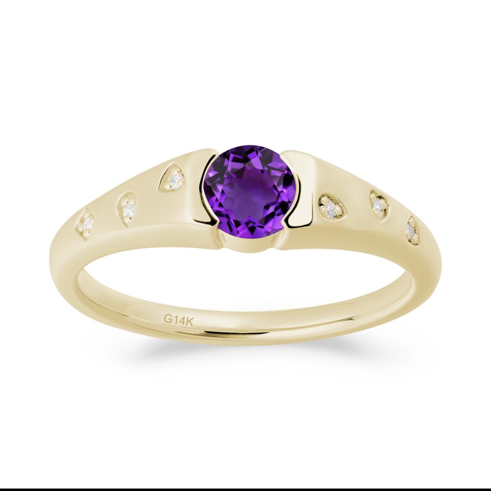 Minimalist Round Amethyst Promise Ring - LUO Jewelry #metal_14k yellow gold