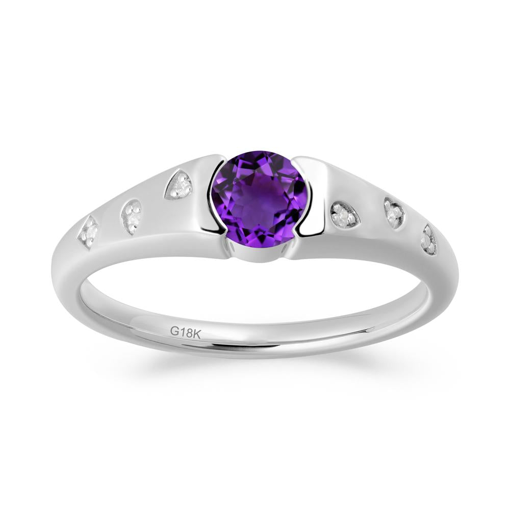 Minimalist Round Amethyst Promise Ring - LUO Jewelry #metal_18k white gold
