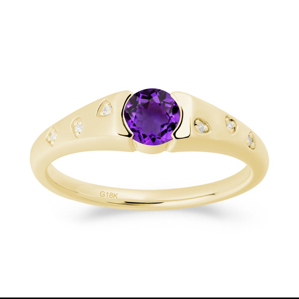 Minimalist Round Amethyst Promise Ring - LUO Jewelry #metal_18k yellow gold