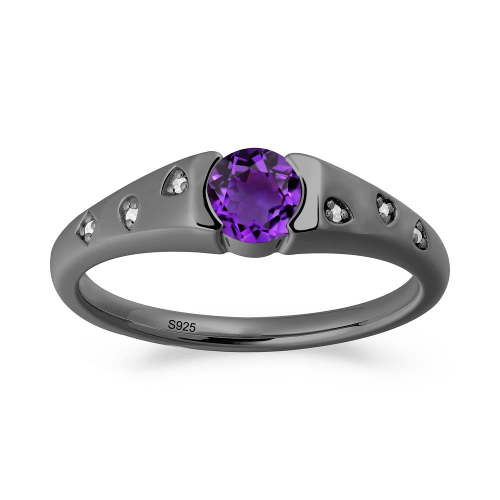 Minimalist Round Amethyst Promise Ring - LUO Jewelry #metal_black finish sterling silver
