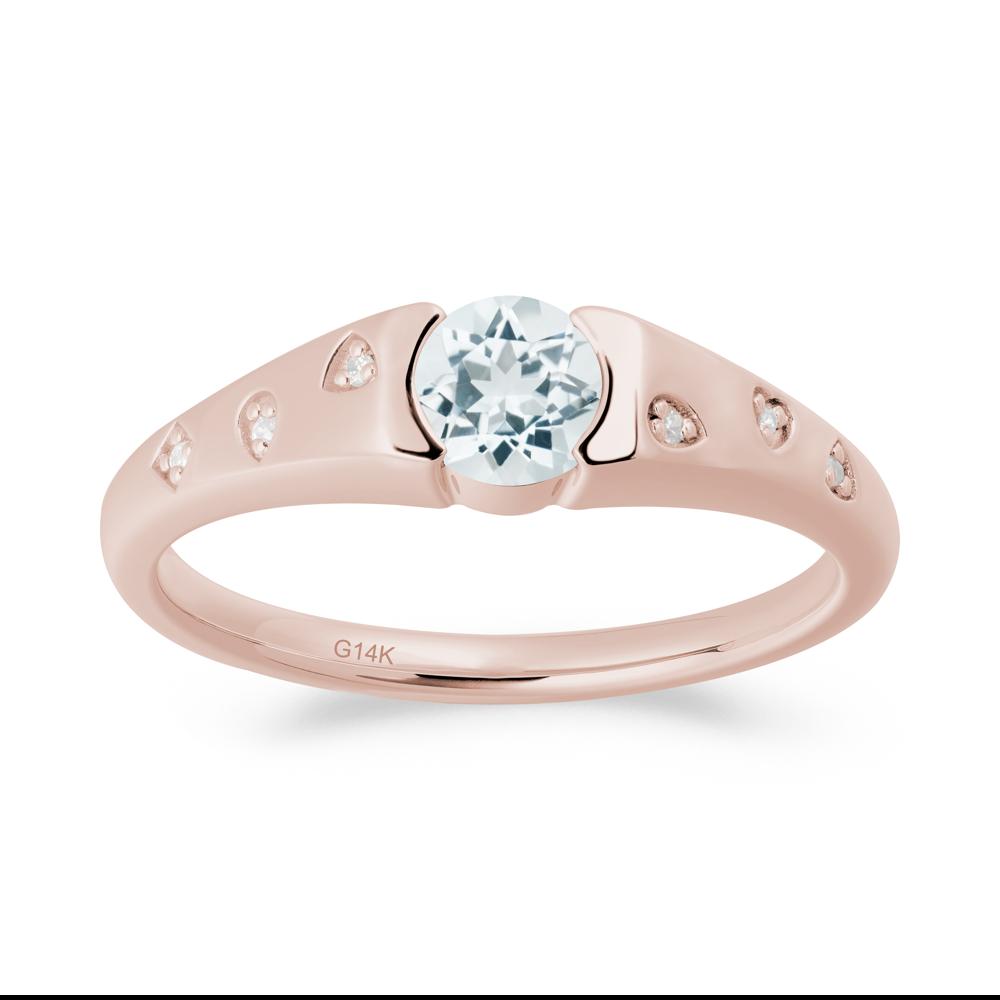 Minimalist Round Aquamarine Promise Ring - LUO Jewelry #metal_14k rose gold