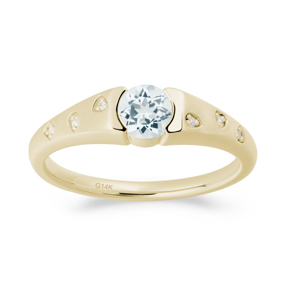 Minimalist Round Aquamarine Promise Ring - LUO Jewelry #metal_14k yellow gold