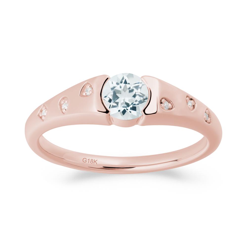 Minimalist Round Aquamarine Promise Ring - LUO Jewelry #metal_18k rose gold