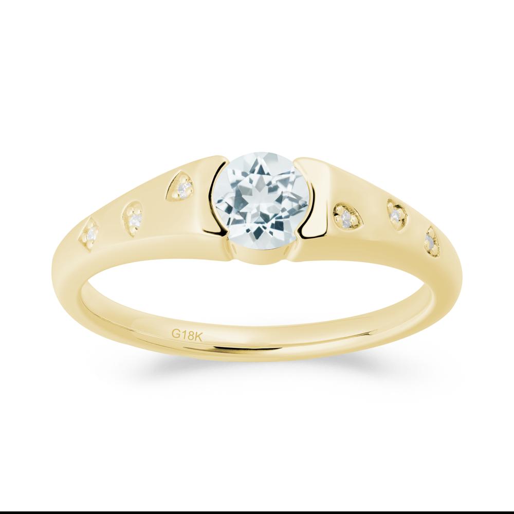 Minimalist Round Aquamarine Promise Ring - LUO Jewelry #metal_18k yellow gold