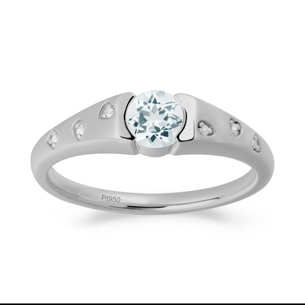 Minimalist Round Aquamarine Promise Ring - LUO Jewelry #metal_platinum
