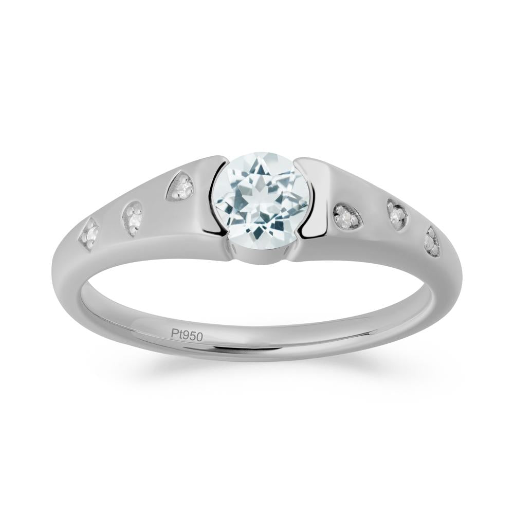 Minimalist Round Aquamarine Promise Ring - LUO Jewelry #metal_platinum
