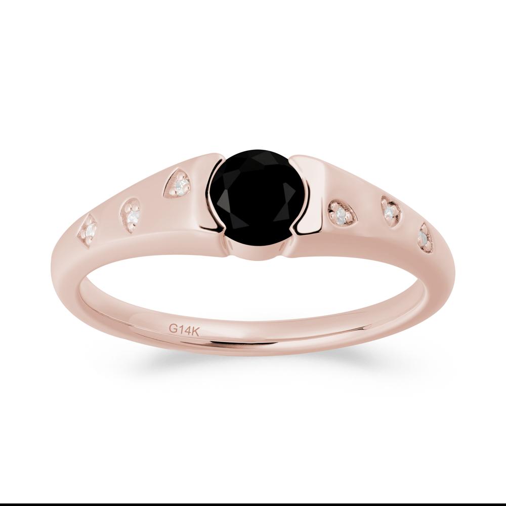 Minimalist Round Black Spinel Promise Ring - LUO Jewelry #metal_14k rose gold