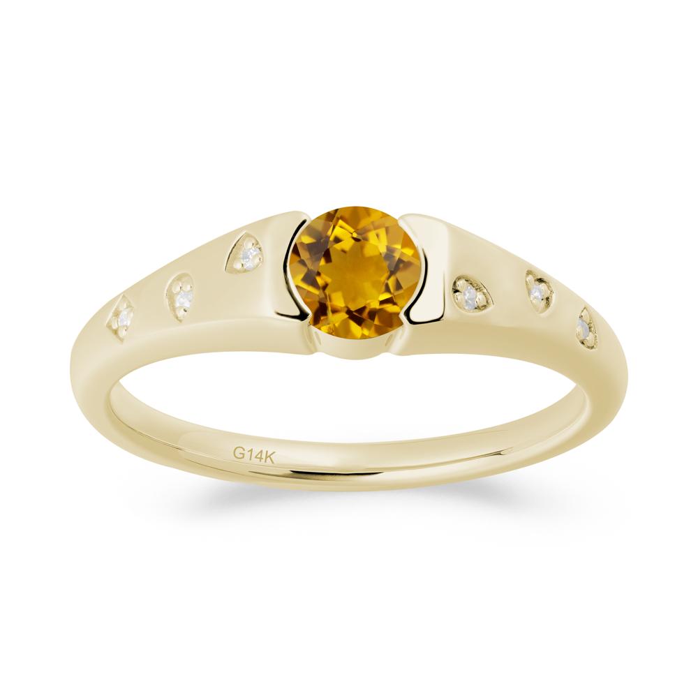 Minimalist Round Citrine Promise Ring - LUO Jewelry #metal_14k yellow gold