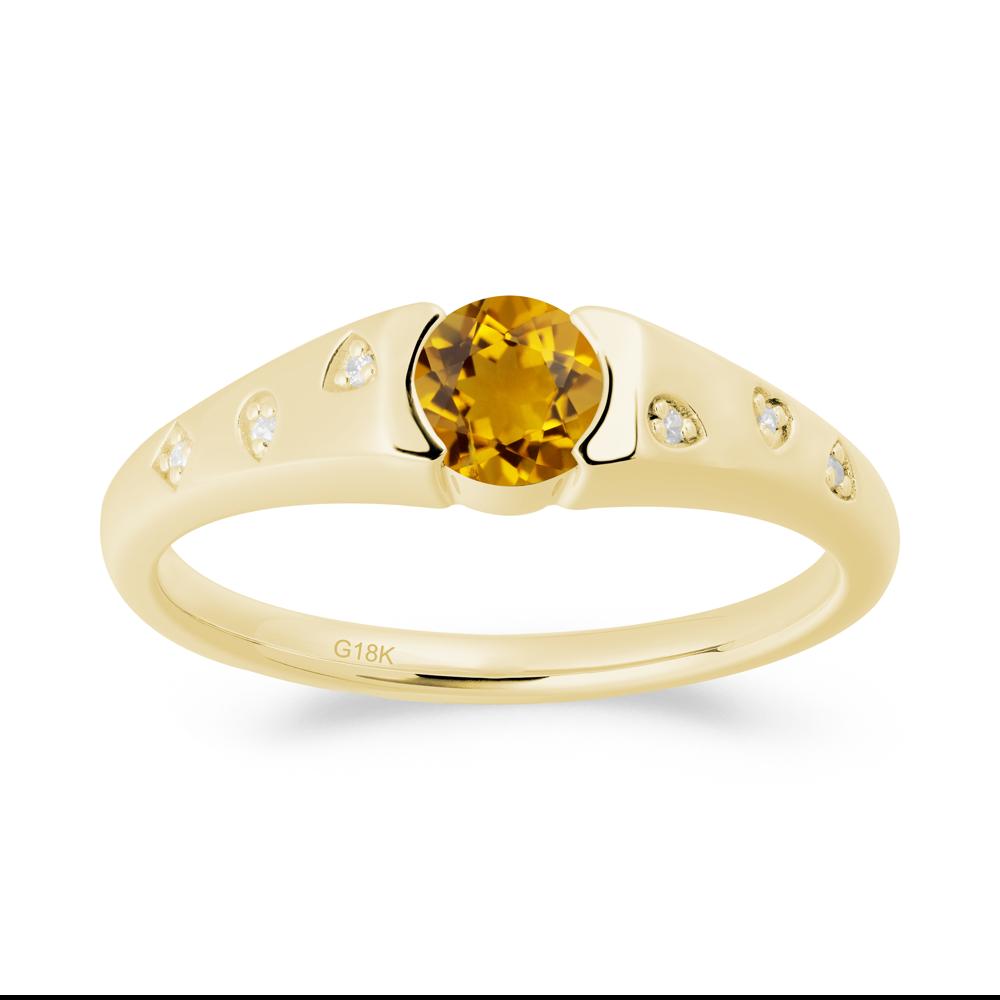 Minimalist Round Citrine Promise Ring - LUO Jewelry #metal_18k yellow gold