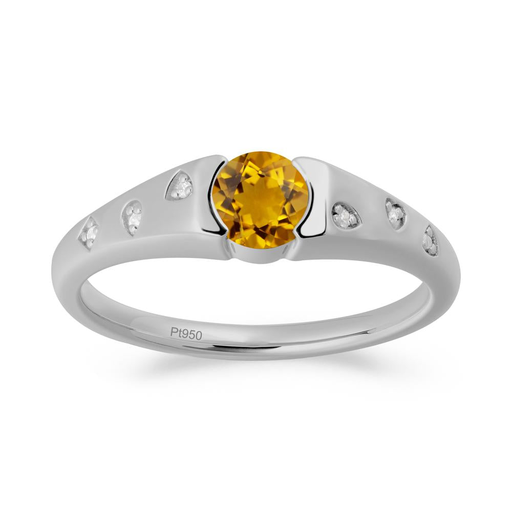 Minimalist Round Citrine Promise Ring - LUO Jewelry #metal_platinum
