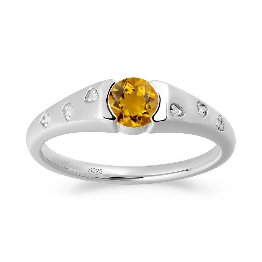 Minimalist Round Citrine Promise Ring - LUO Jewelry #metal_sterling silver