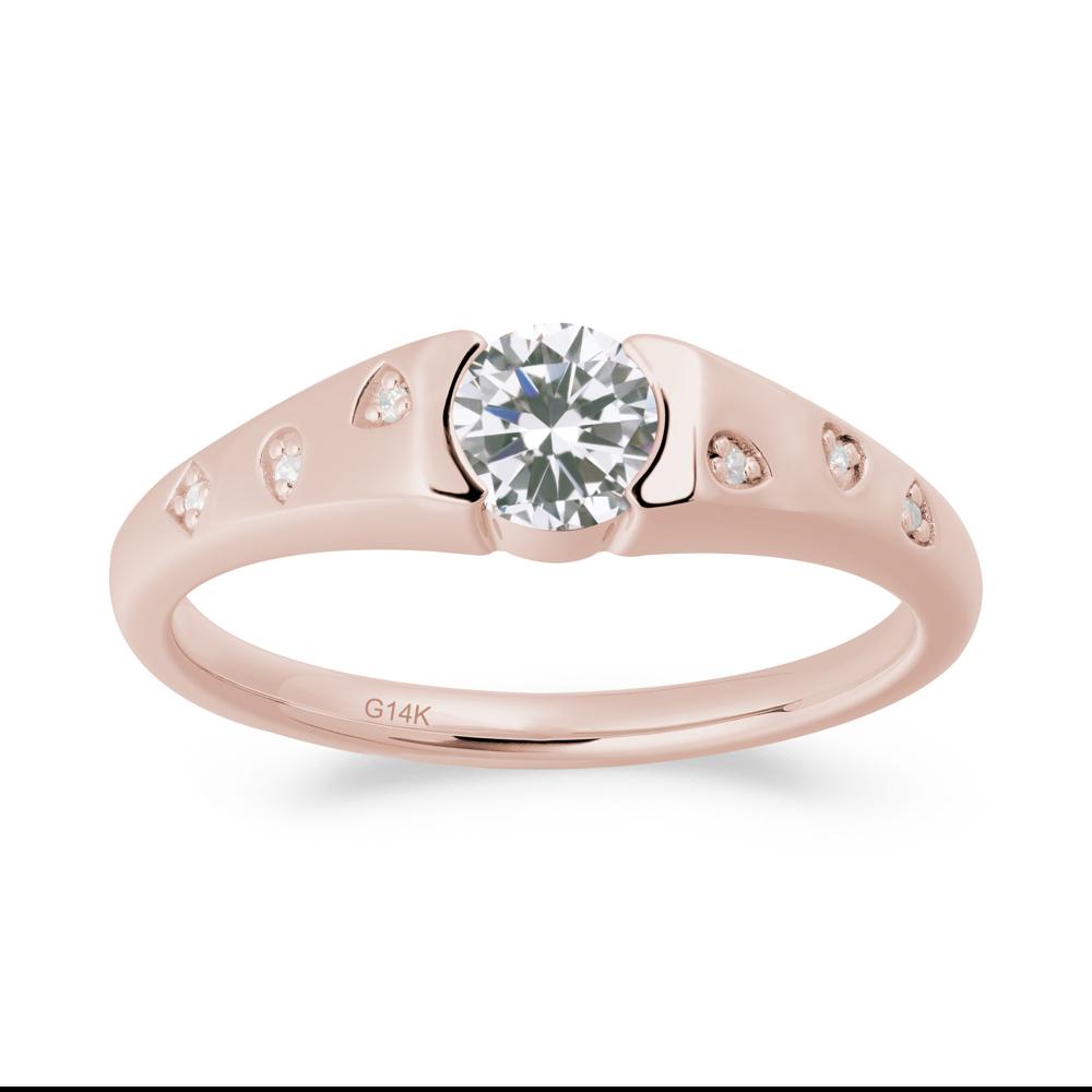 Minimalist Round Cubic Zirconia Promise Ring - LUO Jewelry #metal_14k rose gold