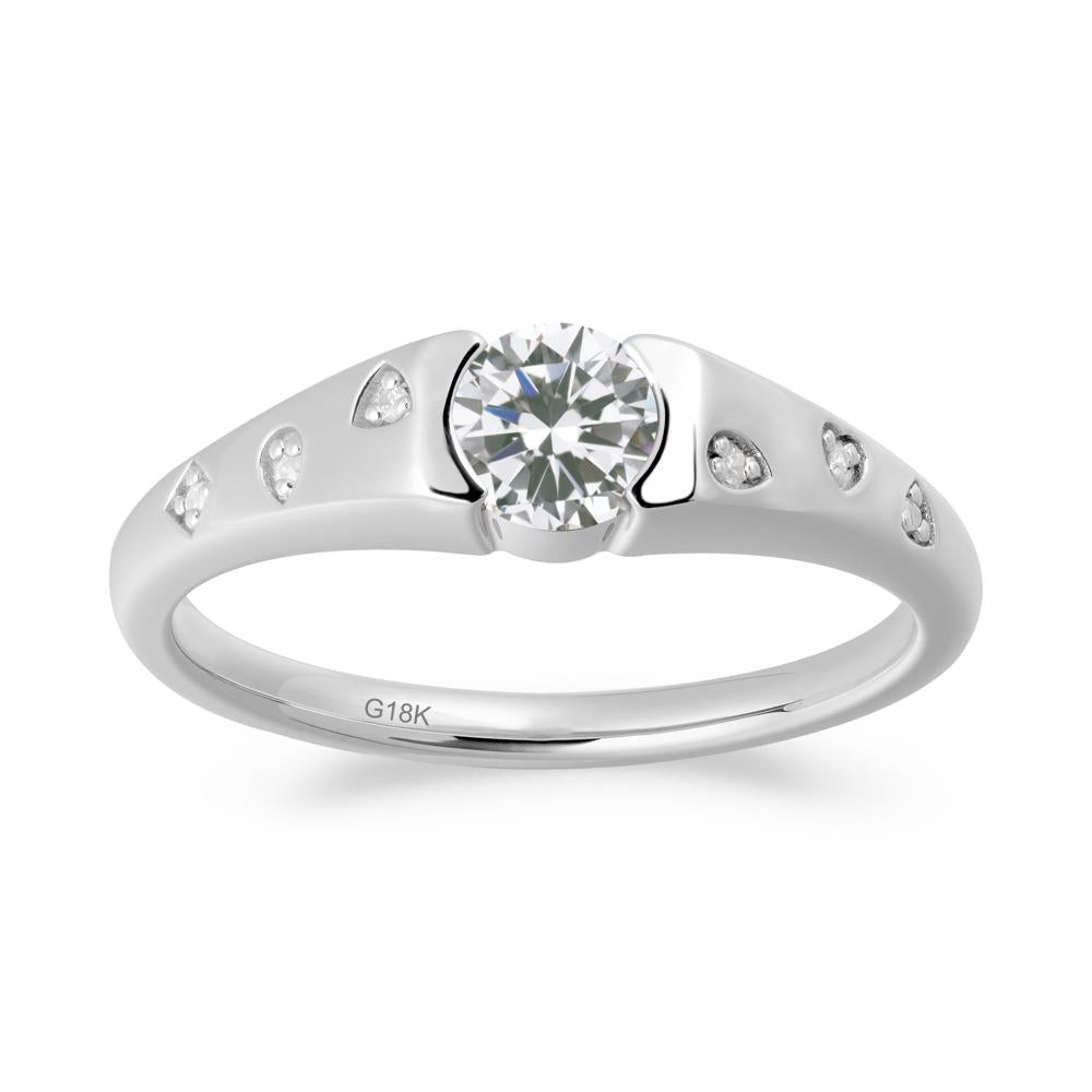 Minimalist Round Cubic Zirconia Promise Ring - LUO Jewelry #metal_18k white gold