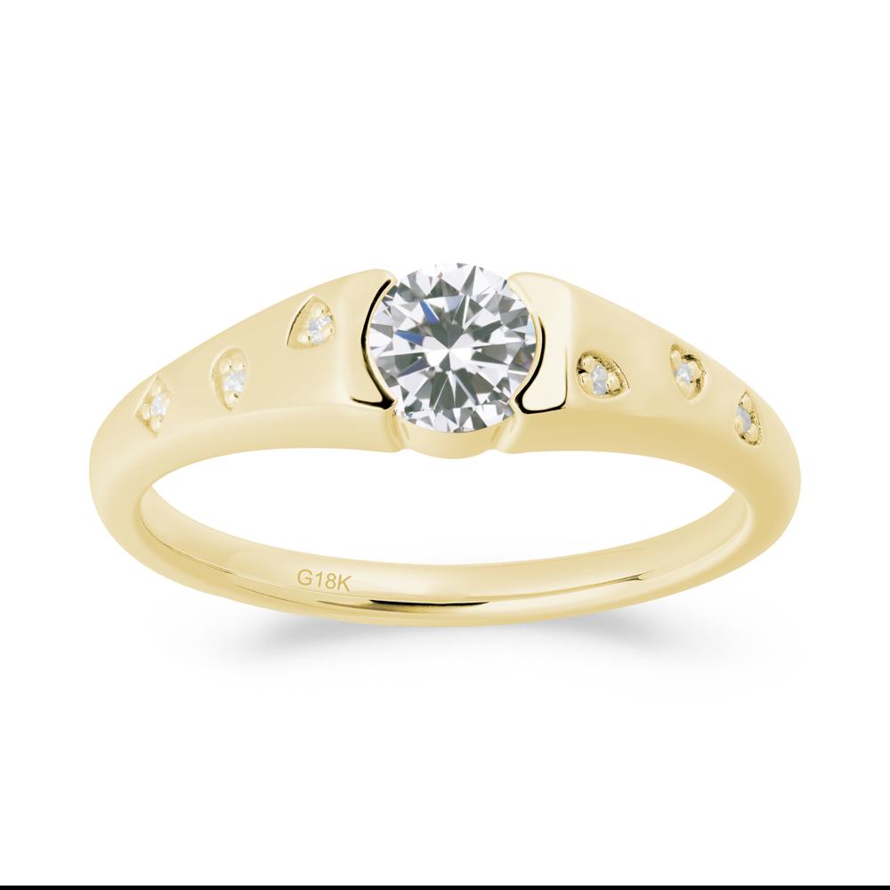 Minimalist Round Cubic Zirconia Promise Ring - LUO Jewelry #metal_18k yellow gold