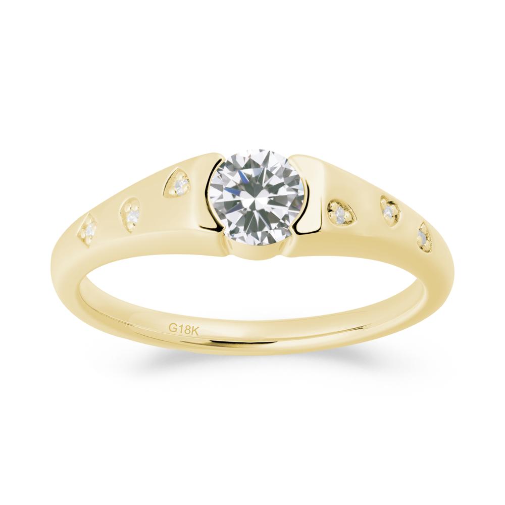 Minimalist Round Cubic Zirconia Promise Ring - LUO Jewelry #metal_18k yellow gold