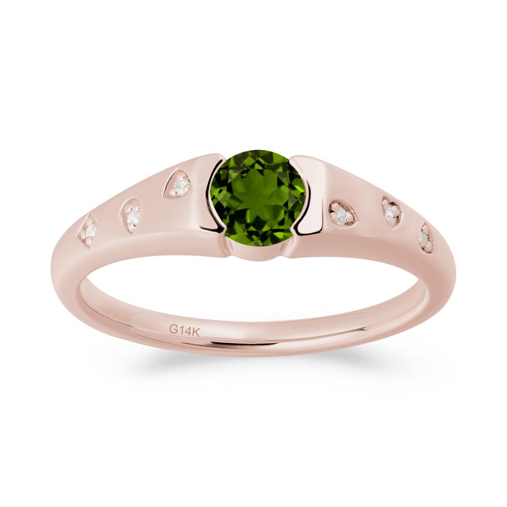 Minimalist Round Diopside Promise Ring - LUO Jewelry #metal_14k rose gold